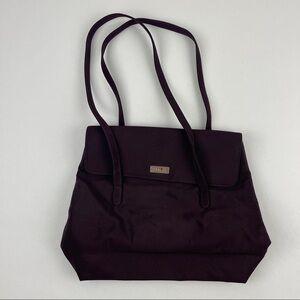 Ralph Lauren Purse Womens Purple Plum Canvas Pockets Snap